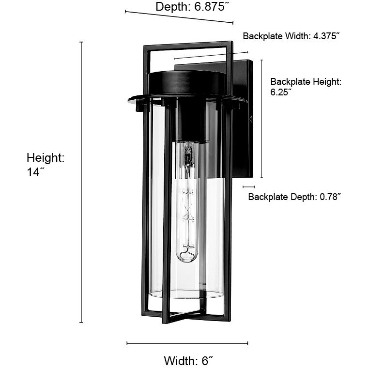 Russell 1 Light 14 inch Powder Coated Black Outdoor Wall Sconce